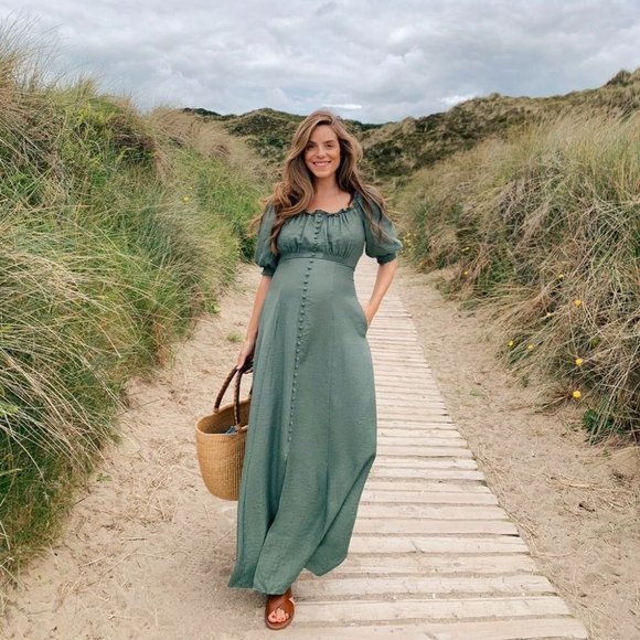 Gal Meets Glam Dresses & Skirts - Gal Meets Glam Dress Joanna Maxi Dress Green Puff Sleeve 8